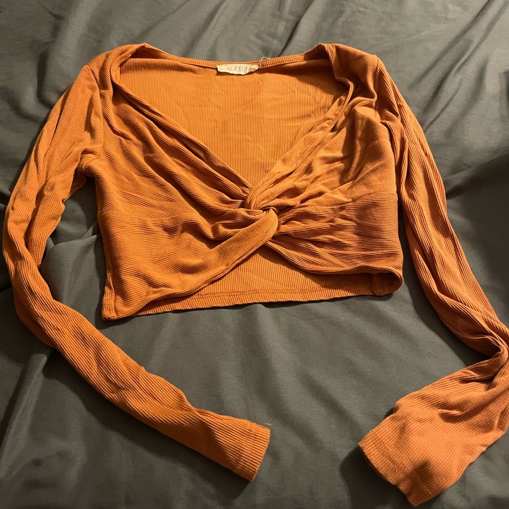 ILLA ILLA Burnt Orange Twist-Front Blouse